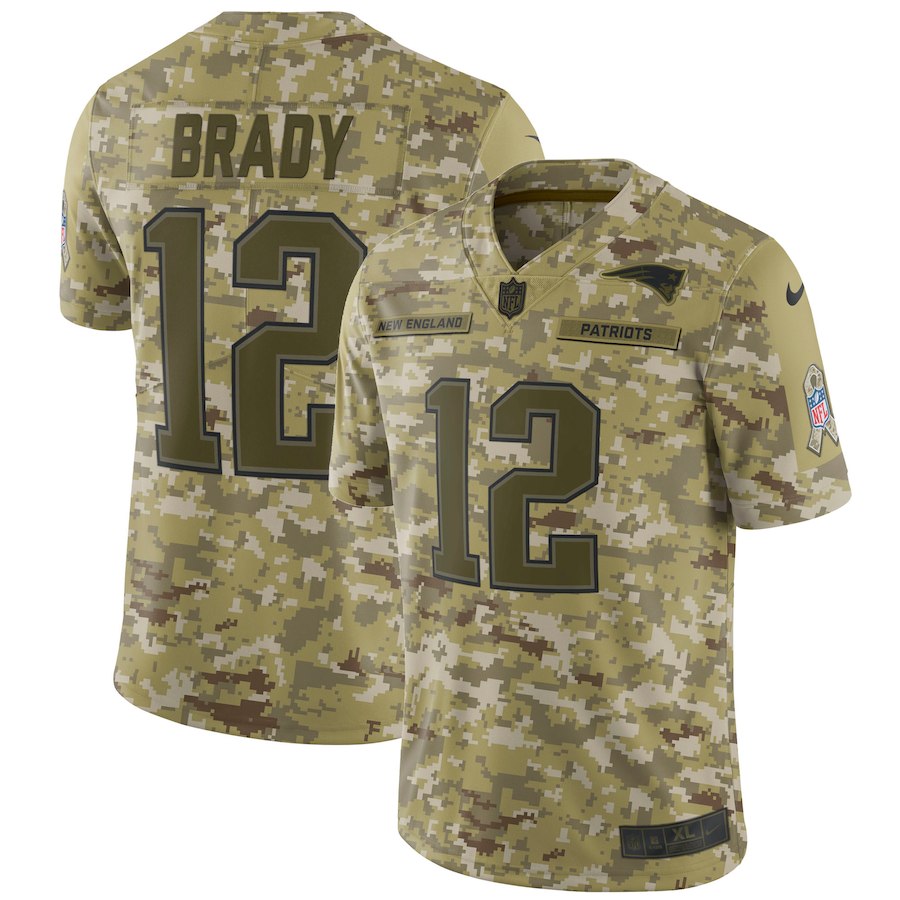 Men's Patriots #12 Tom Brady 2018 Camo Salute to Service Limited Stitched NFL Jersey
