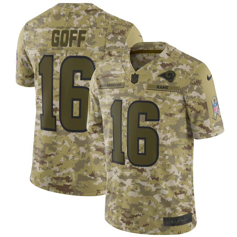 Men's Rams #16 Jared Goff 2018 Camo Salute to Service Limited Stitched NFL Jersey