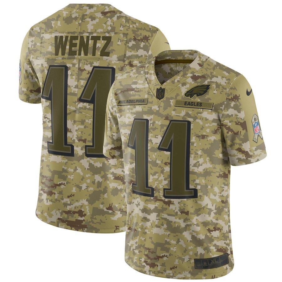 Men's Eagles #11 Carson Wentz 2018 Camo Salute To Service Limited Stitched NFL Jersey