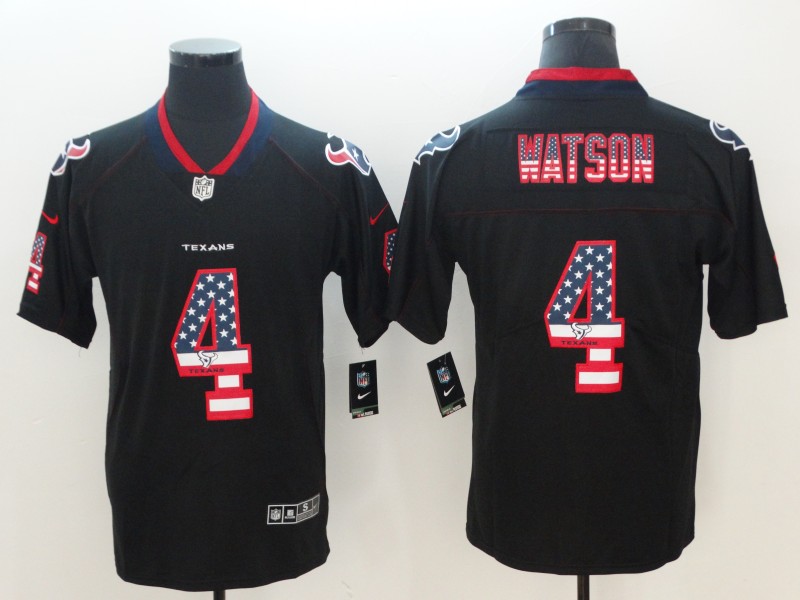 Men's Texans #4 Deshaun Watson 2018 Black USA Flag Color Rush Limited Fashion NFL Stitched Jersey