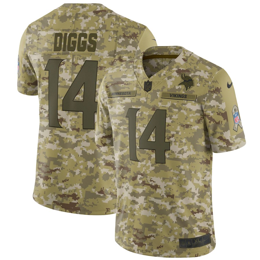 Men's Vikings #14 Stefon Diggs 2018 Camo Salute to Service Limited Stitched NFL Jersey