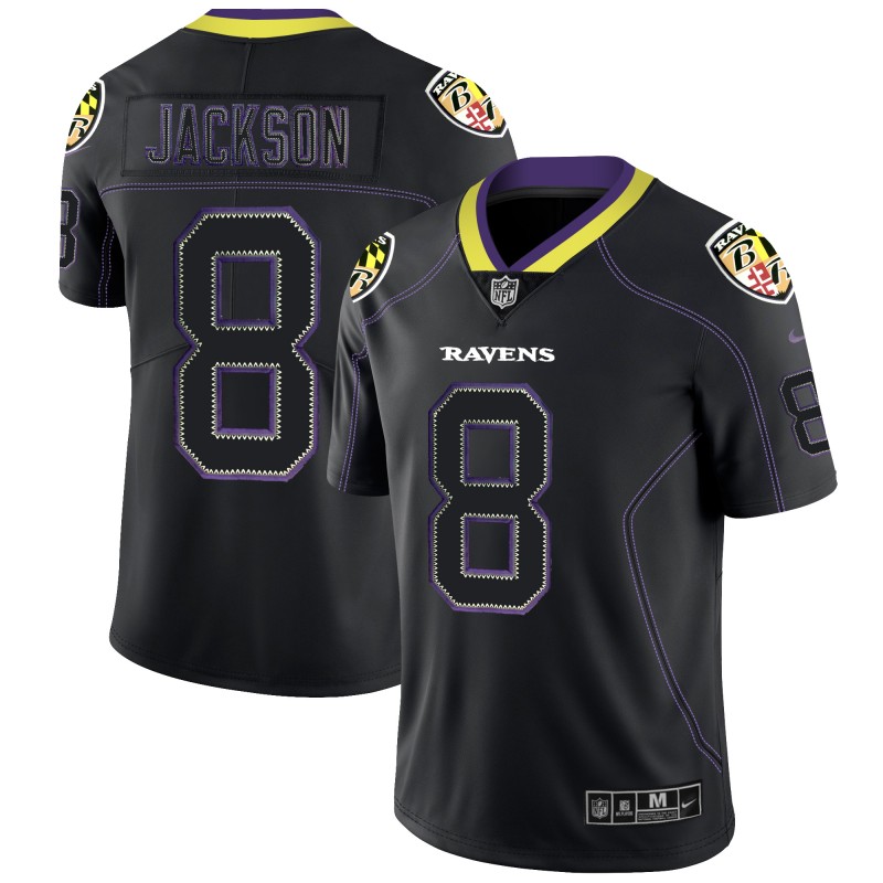Men's Ravens #8 Lamar Jackson Black 2018 Lights Out Color Rush Limited Stitched NFL Jersey