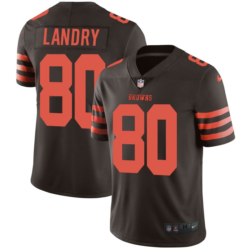Men's Browns #80 Jarvis Landry Brown Color Rush Limited Stitched NFL Jersey