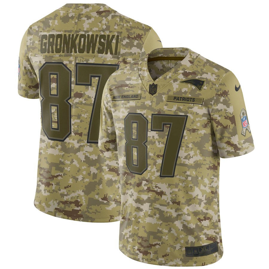 Men's Patriots #87 Rob Gronkowski 2018 Camo Salute to Service Limited Stitched NFL Jersey