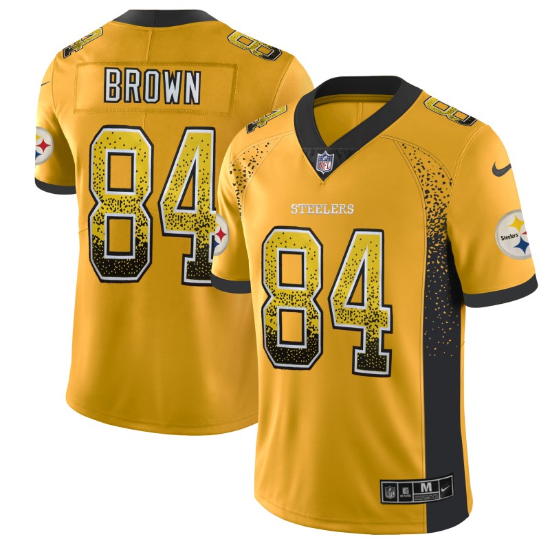 Men's Steelers #84 Antonio Brown Gold 2018 Drift Fashion Color Rush Limited Stitched NFL Jersey