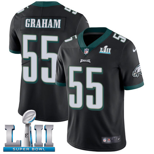 Men's Philadelphia Eagles # 55 Brandon Graham Black Super Bowl LII Game Stitched NFL Jersey