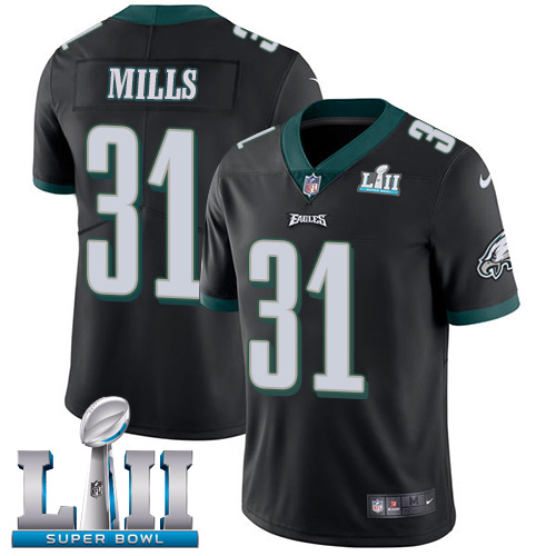 Men's Philadelphia Eagles #31 Jalen Mills Black Super Bowl LII Game Stitched NFL Jersey