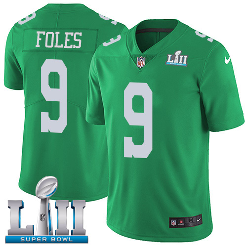 Men's Philadelphia Eagles #9 Nick Foles Green Super Bowl LII Bound Game Stitched NFL Jersey