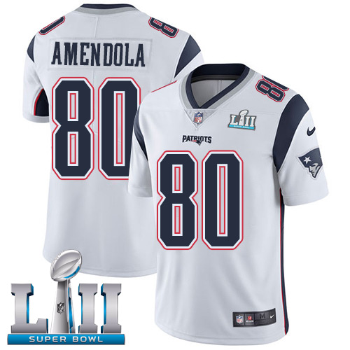 Men's New England Patriots #80 Danny Amendola White Super Bowl LII Bound Game Jersey