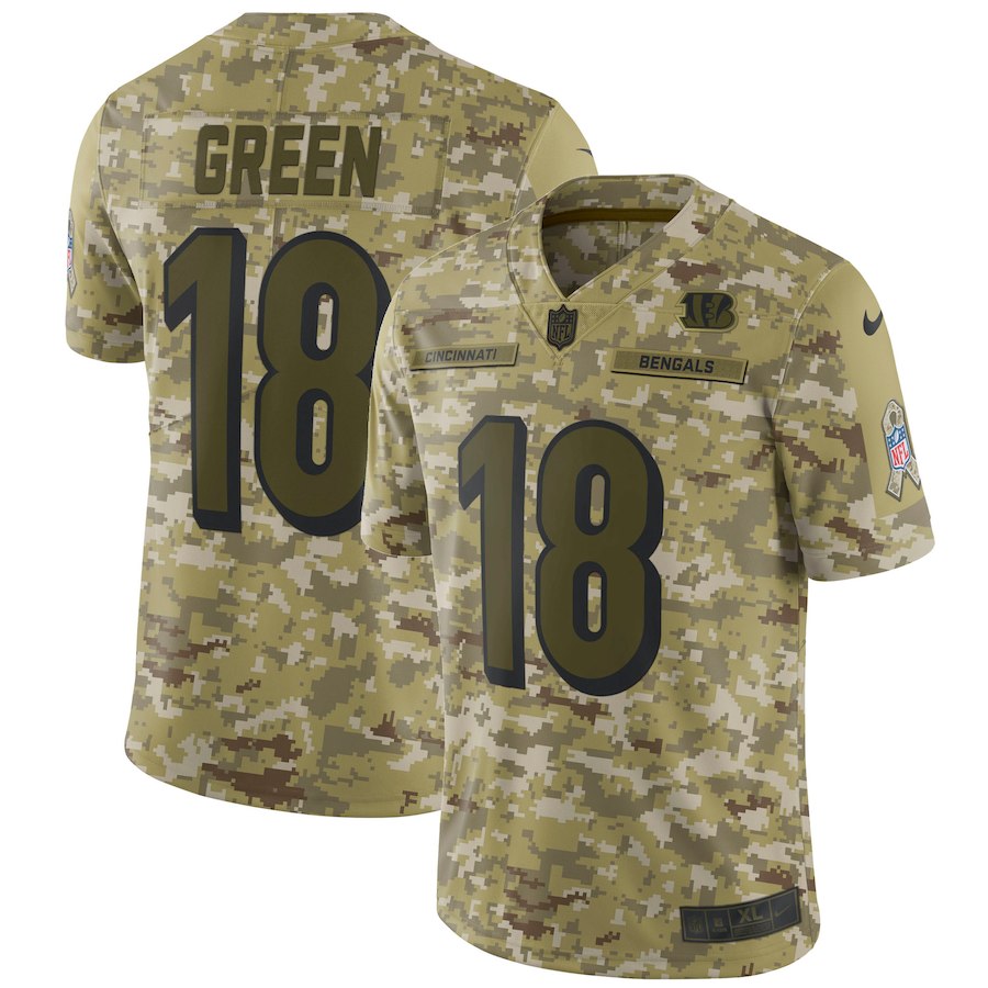 Men's Bengals #18 A.J. Green 2018 Camo Salute to Service Limited Stitched NFL Jersey