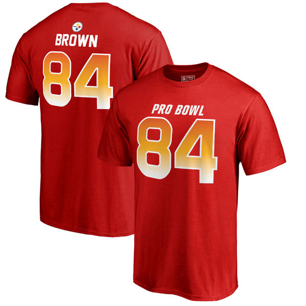 Steelers Antonio Brown AFC Pro Line 2018 NFL Pro Bowl Red T-Shirt