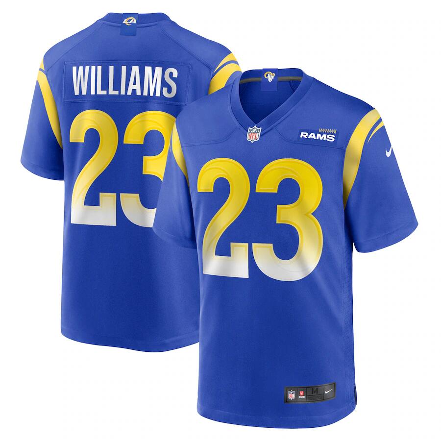 Men's Los Angeles Rams #23 Kyren Williams Royal Game Football Stitched Jersey