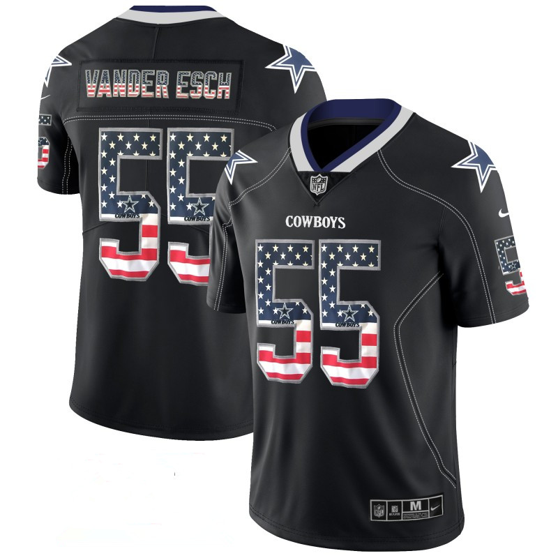Men's Cowboys #55 Leighton Vander Esch 2018 Black USA Flag Color Rush Limited Fashion NFL Stitched Jersey