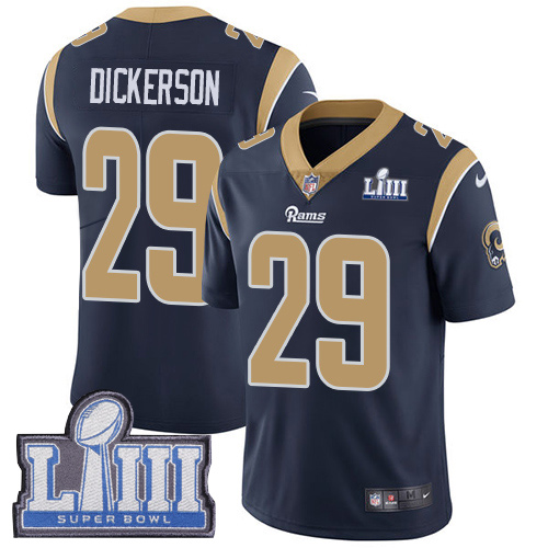 Men's Los Angeles Rams #29 Eric Dickerson Navy Blue Super Bowl LIII Vapor Untouchable Limited Stitched NFL Jersey