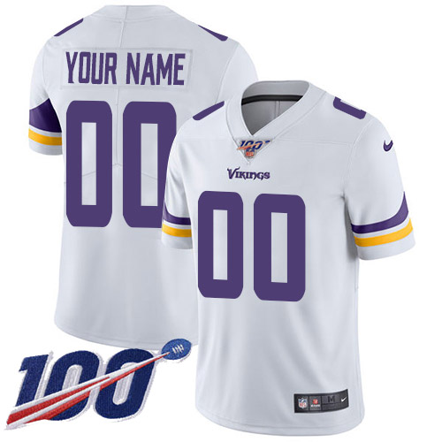 Men's Vikings 100th Season ACTIVE PLAYER White Vapor Untouchable Limited Stitched NFL Jersey