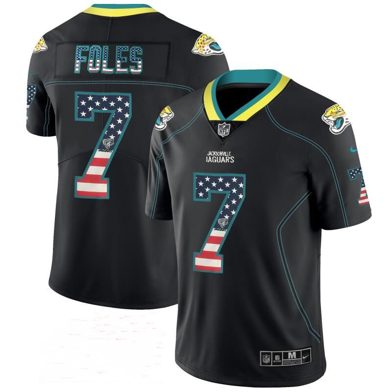 Men's Jacksonville Jaguars #7 Nick Foles Black USA Flag Fashion Limited Stitched Jersey