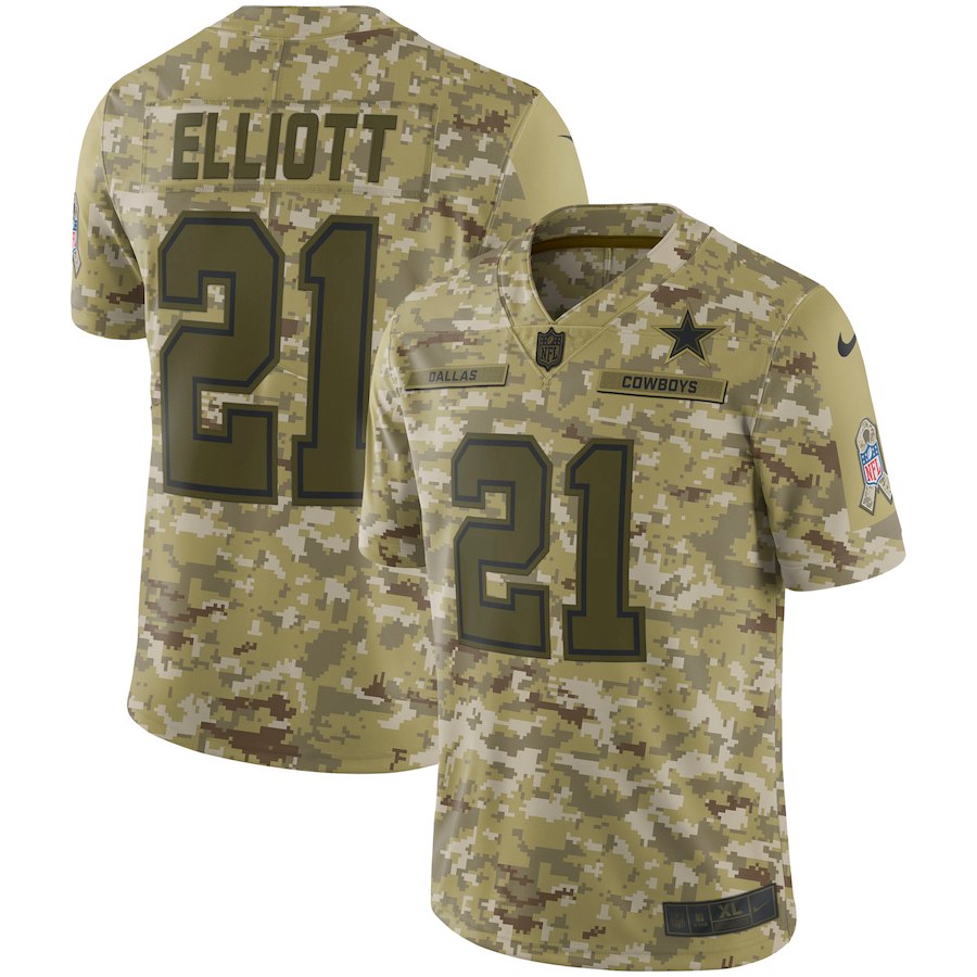 Men's Cowboys #21 Ezekiel Elliott 2018 Camo Salute to Service Limited Stitched NFL Jersey