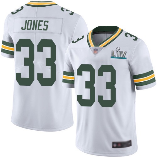 Men's Green Bay Packers #33 Aaron Jones White Super Bowl LIV Vapor Untouchable Stitched NFL Limited Jersey