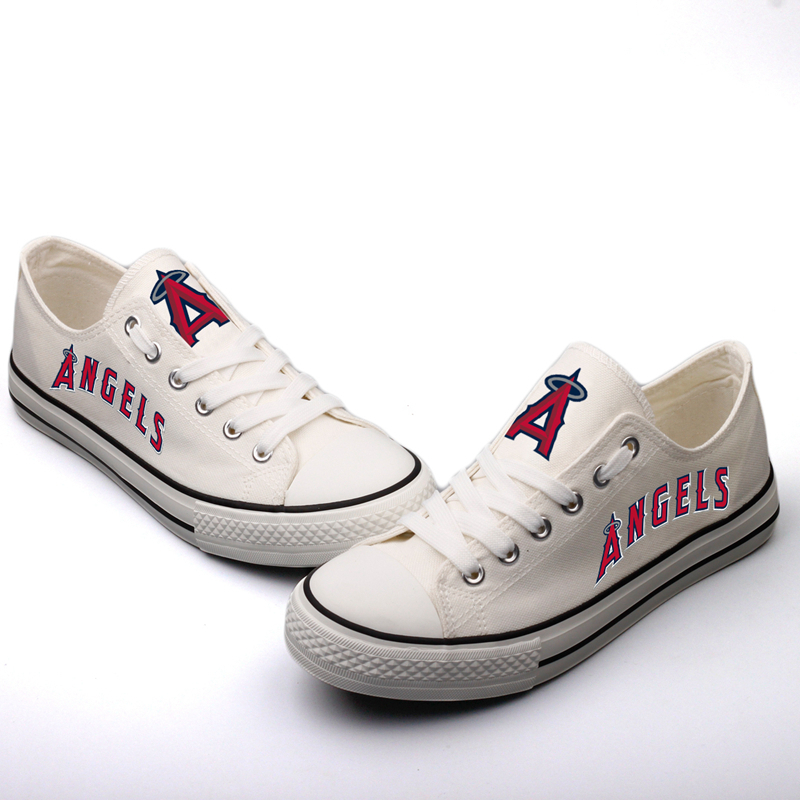 Women and Youth MLB Los Angeles Angels Repeat Print Low Top Sneakers 002