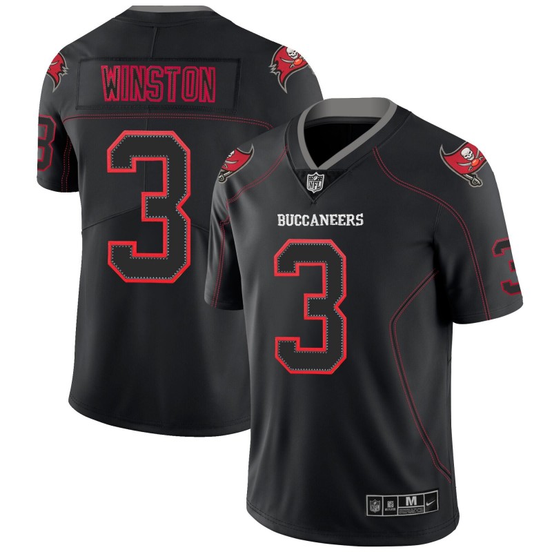 Men's Tampa Bay Buccaneers #3 Jameis Winston Black 2018 Lights Out Color Rush NFL Limited Stitched Jersey