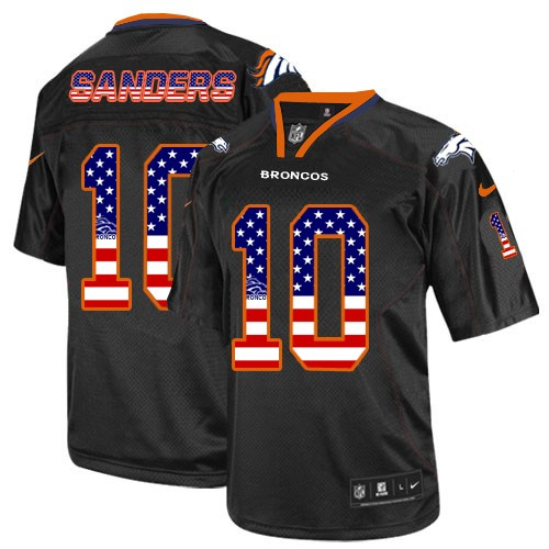 Men's Nike Broncos#10 Emmanuel Sanders Black USA Flag Fashion Elite Stitched Jersey