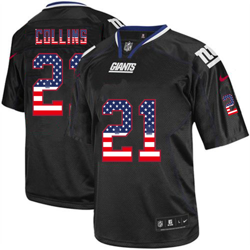 Men's Nike Giants #21 Landon Collins Black USA Flag Fashion Elite Stitched Jersey