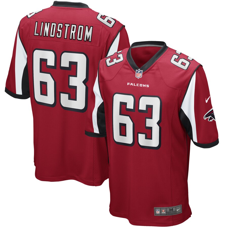 Men's Atlanta Falcons #63 Chris Lindstrom Red Game Stitched NFL Jersey
