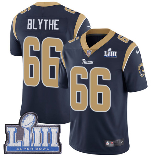 Men's Los Angeles Rams #66 Austin Blythe Navy Blue Super Bowl LIII Vapor Untouchable Limited Stitched NFL Jersey