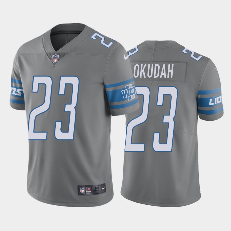 Men's Detroit Lions #23 Jeff Okudah Grey Vapor Untouchable Limited Stitched NFL Jersey