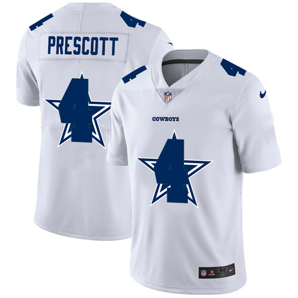 Men's Dallas Cowboys #4 Dak Prescott White Stitched NFL Jersey
