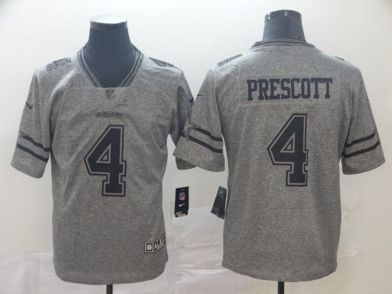 Men's Dallas Cowboys #4 Dak Prescott Grey Stitched NFL Jersey