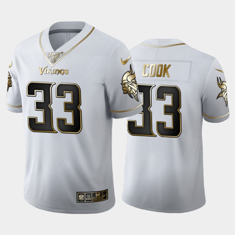 Men's Minnesota Vikings #33 Dalvin Cook White 2019 100th Season Golden Edition Limited Stitched NFL Jersey