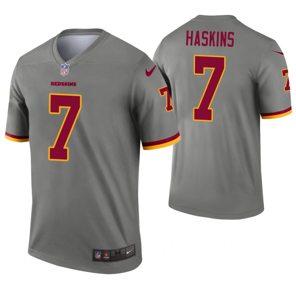 Men's Washington Redskins #7 Dwayne Haskins Gray Inverted Legend Stitched NFL Jersey