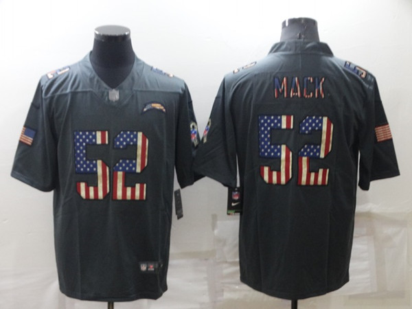Men's Los Angeles Chargers #52 Khalil Mack Gray Salute To Service USA Flag Stitched Jersey