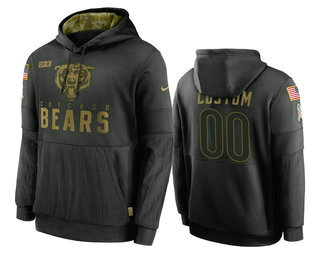 Men's Chicago Bears ACTIVE PLAYER Custom 2020 Black Salute To Service Sideline Performance Pullover NFL Hoodie