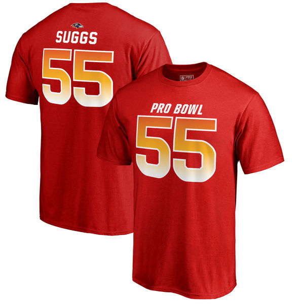 Ravens Terrell Suggs AFC Pro Line 2018 NFL Pro Bowl Red T-Shirt
