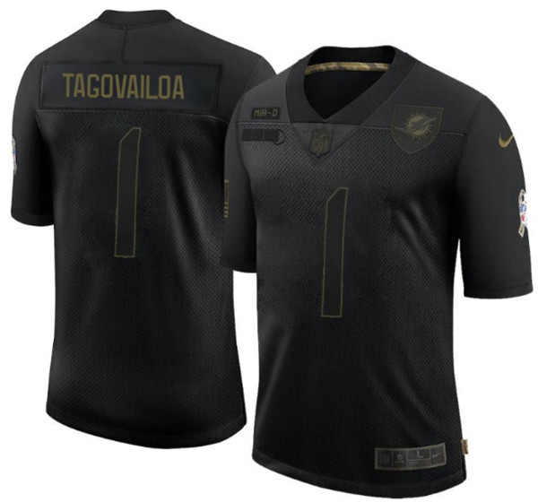 Men's Miami Dolphins #1 Tua Tagovailoa 2020 Black Salute To Service Limited Stitched NFL Jersey