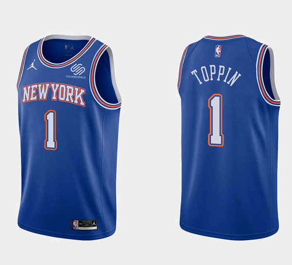 Men's New York Knicks #1 Obi Toppin Blue Stitched NBA Jersey