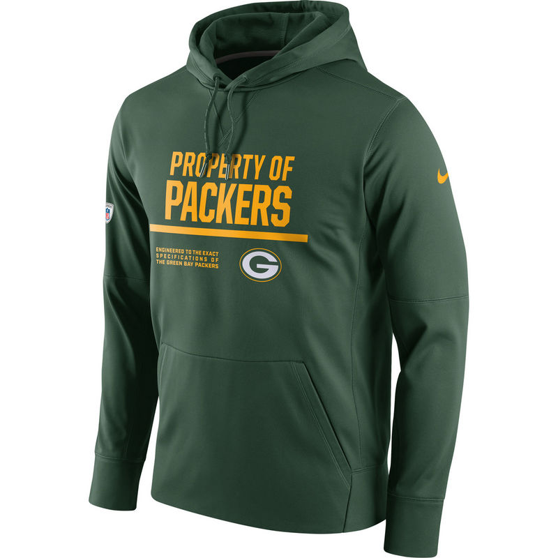 Men's Green Bay Packers Nike Green Circuit Property Of Performance Pullover Hoodie
