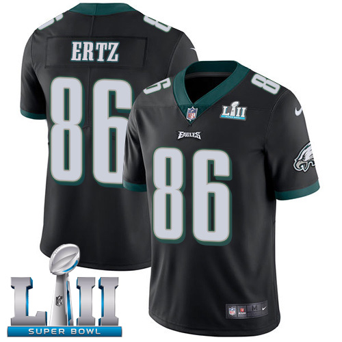 Men's Philadelphia Eagles #86 Zach Ertz Black Super Bowl LII Bound Patch Game Event Stitched NFL Jersey
