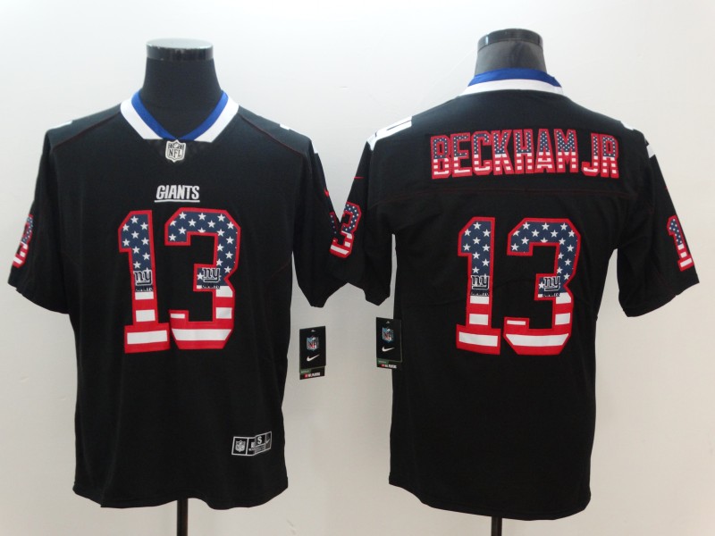 Men's Giants #13 Odell Beckham Jr. 2018 Black USA Flag Color Rush Limited Fashion NFL Stitched Jersey