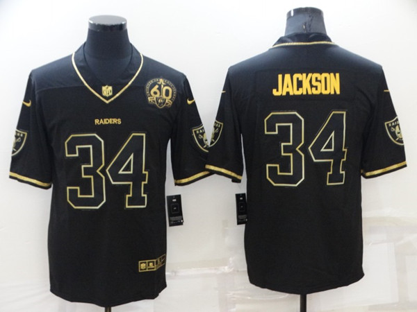 Men's Las Vegas Raiders #28 Josh Jacobs Black/Gold With 60th Anniversary Patch Vapor Limited Stitched Jersey