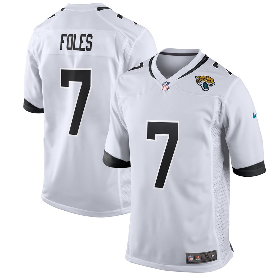 Men's Jacksonville Jaguars #7 Nick Foles White Game Stitched NFL Jersey