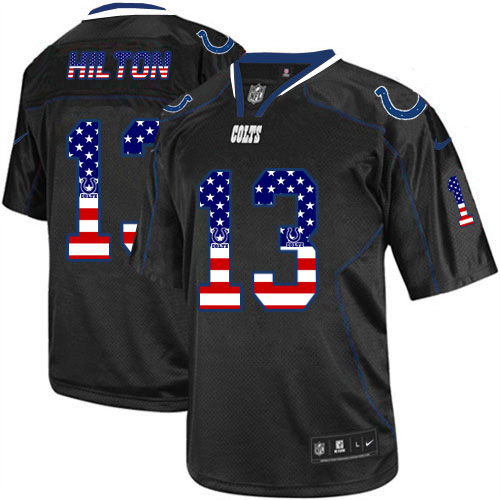 Men's Nike Colts #13 T.Y. Hilton Black USA Flag Fashion Elite Stitched Jersey