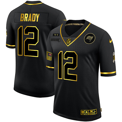 Men's Tampa Bay Buccaneers #12 Tom Brady 2020 Black/Gold Salute To Service To Service Limited Stitched NFL Jersey