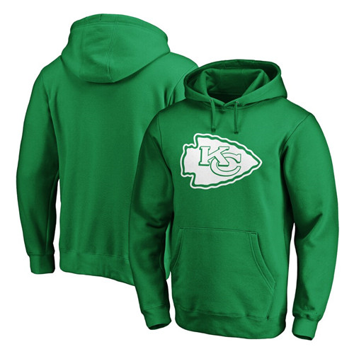 Men's Kansas City Chiefs NFL Green Pro Line by Fanatics Branded St. Patrick's Day White Logo Pullover Hoodie