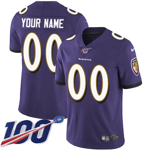 Men's Ravens 100th Season ACTIVE PLAYER Purple Vapor Untouchable Limited Stitched NFL Jersey