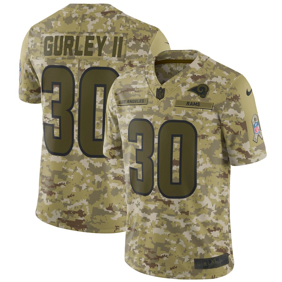 Men's Rams #30 Todd Gurley II 2018 Camo Salute to Service Limited Stitched NFL Jersey