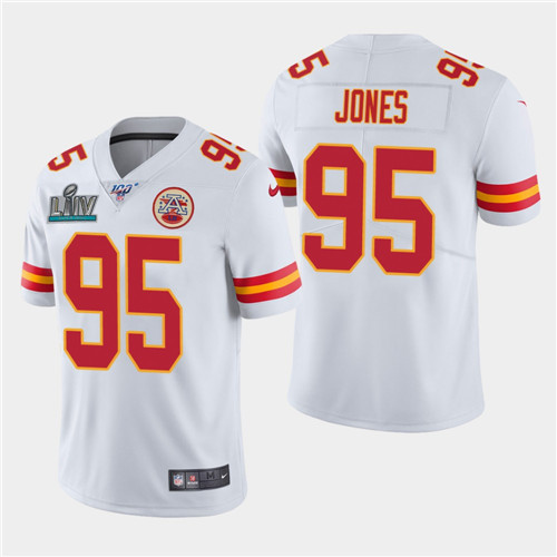 Men's Chiefs #95 Chris Jones White Super Bowl LIV Vapor Untouchable Limited Stitched NFL Jersey