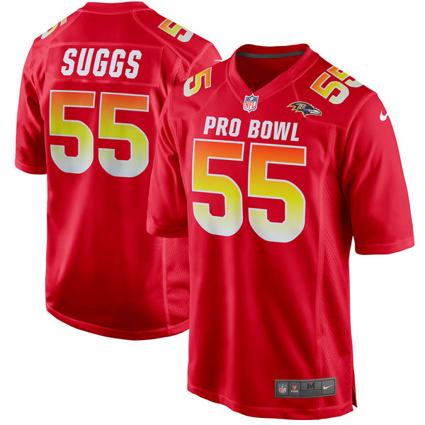 Men's AFC Terrell Suggs Red 2018 Pro Bowl Game Jersey